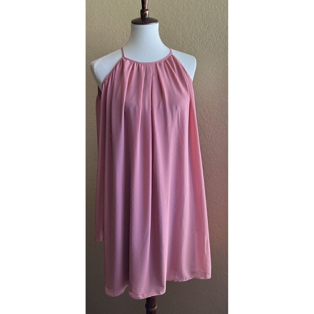 Bar III Cold Shoulder Chiffon Dress Bronzed Rose Size M NWT